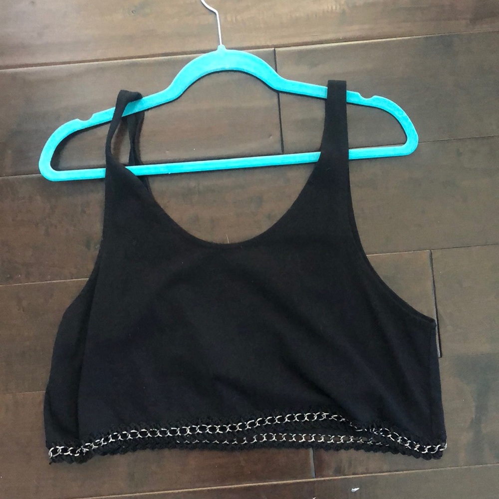 LF black chain detail crop tank top